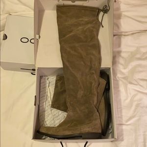 Taupe Grey Flat Over Knee Boot
